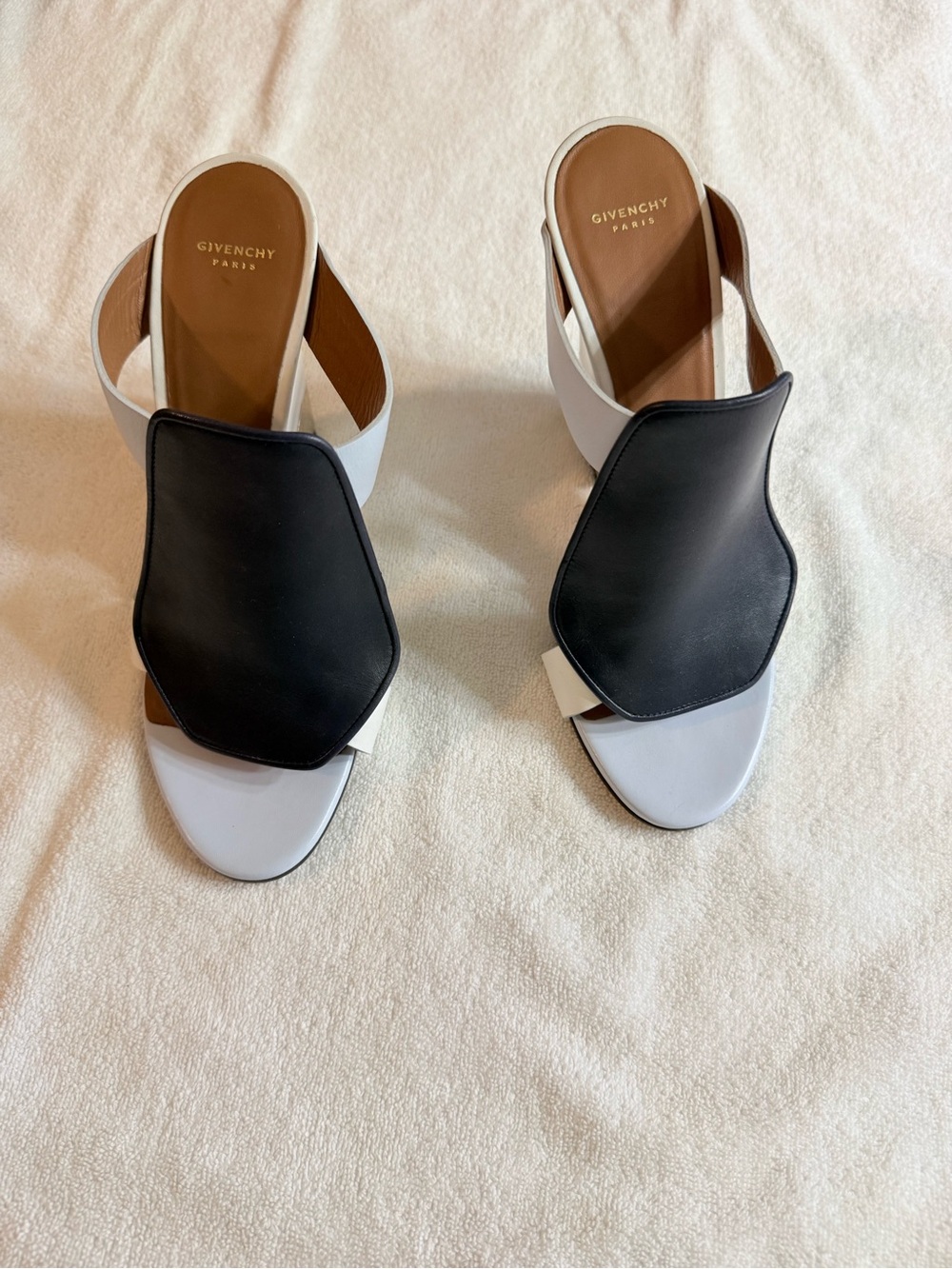Givenchy Blue  and White Leather Slide Mules